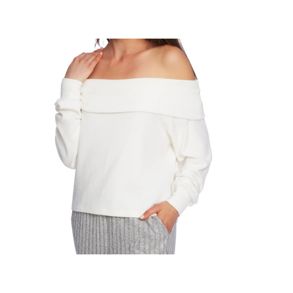 1 State Women Foldover Off Shoulder Top White Size M - Picture 1 of 2